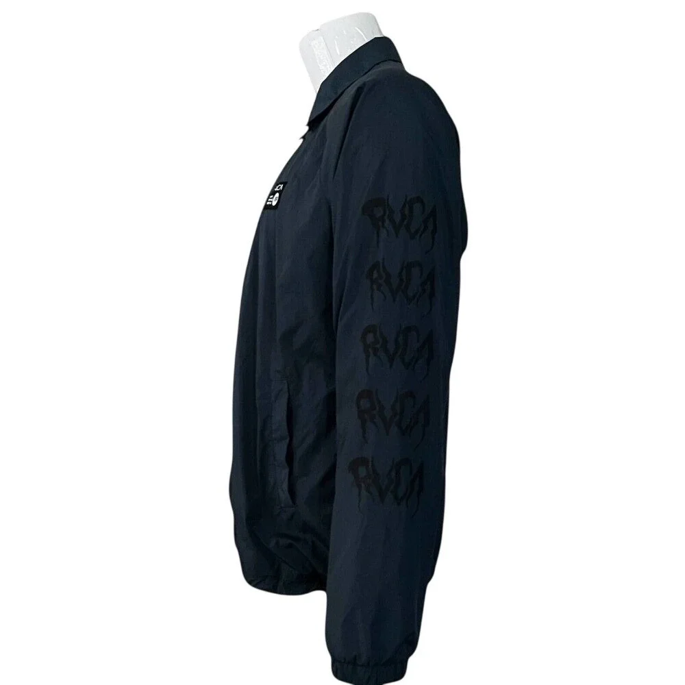 RVCA ANP Mens Small Navy‎ Blue Skull Graphic Coaches Jacket Windbreaker Small